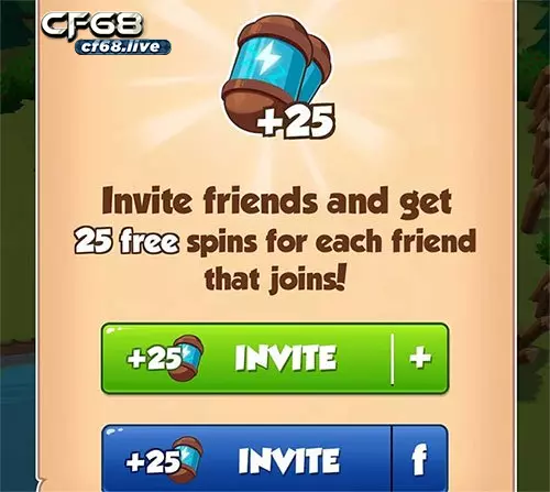 Cách bug spin coin master bằng cách mời bạn bè trên Facebook