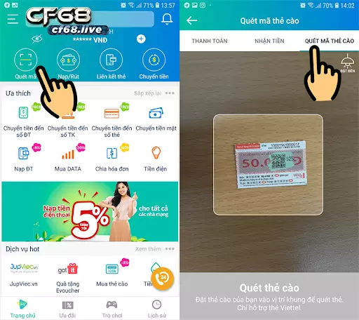 Hướng dẫn nạp thẻ Viettel bằng mã QR với app ViettelPay