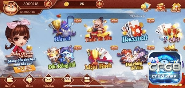 Cổng game casino trực tuyến CF68 đa dạng game bài