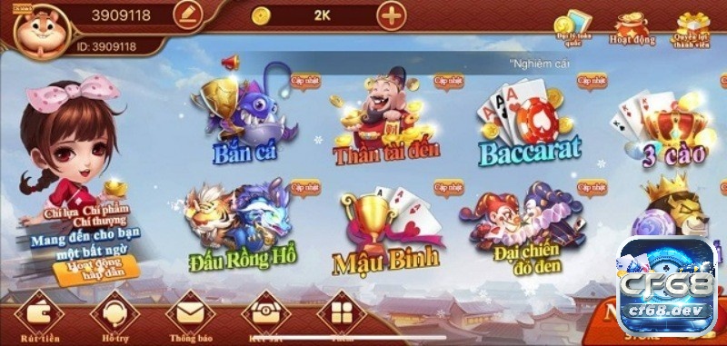 Cổng game CF68 chuyên cung cấp game nổ hũ đổi tiền mặt uy tín, chất lượng